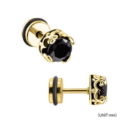Wholesale Punk Style Single Zircon Prong Earrings Stainless Steel Vintage Obsidian Men Earrings