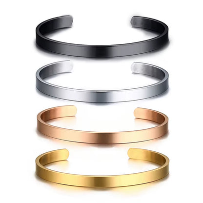 5Mm Wholesale Custom Engrave Stainless Steel Expandable Open Cuff Bangle Non Tarnish 18K Gold Plated Cuff Men Bracelet Bangle