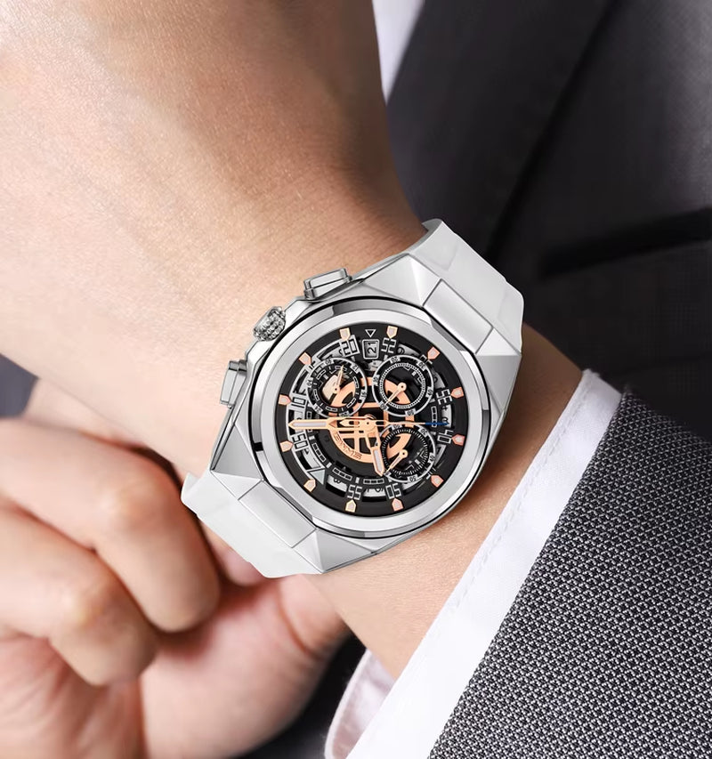 SKMEI 9377 Wholesale Luxury Silica Skeleton Analog Wrist Quartz Watch for Men Wristwatches Reloj Para Hombre