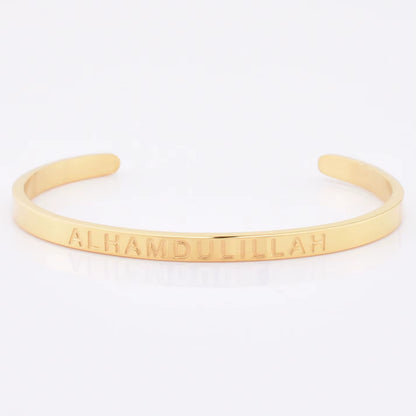 High Quality Engraved Words Logo Gold Plated Woman Mens Custom Logo Stainless Steel Bracelet Gold Cuff Bangle