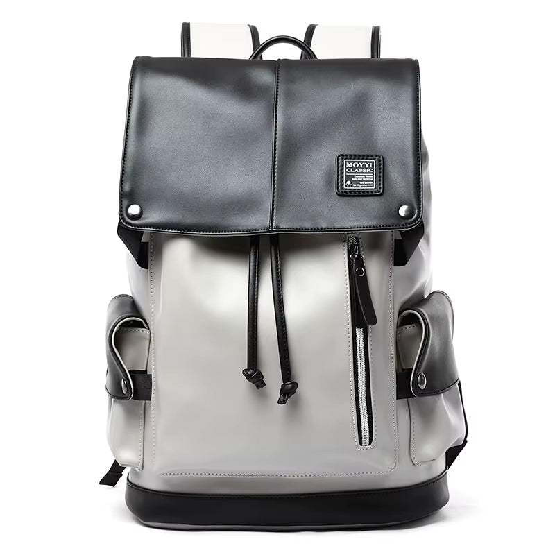 PU Leather Bags Men with USB Port Outdoor Leisure Backpack for Men Mochila Vegan Leather Backpack