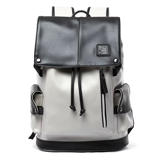 PU Leather Bags Men with USB Port Outdoor Leisure Backpack for Men Mochila Vegan Leather Backpack