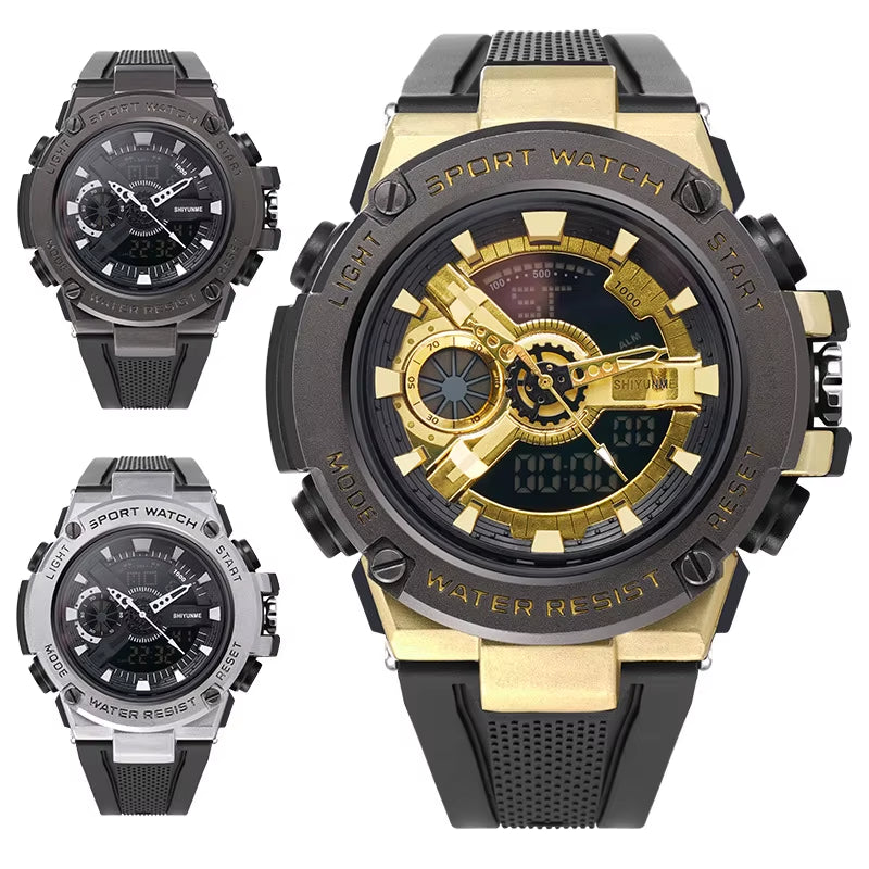 1809B Luxury Gold Digital Watches Men Wrist Sport Wrist Watch Alloy Case Waterproof Fashion Watches Colorful Relojes