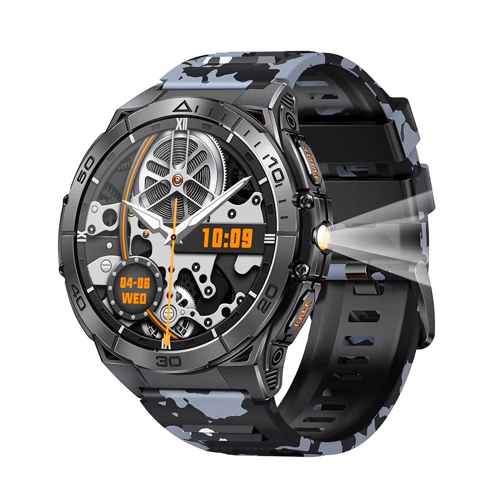 TKYUAN 2025 Military-Grade Durable Smartwatch with Amoled Screen 600Mah Battery Flashlight Fitness Tracker Sport Smart Watch