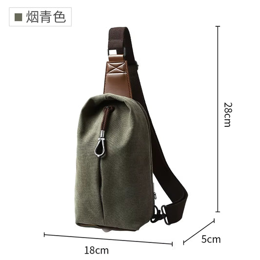 MOYYI Vintage Canvas Sling Bags for Men Chest Shoulder Bag Travel Outdoor Crossbody Bags