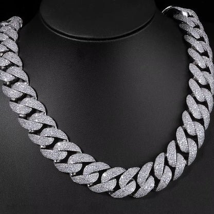 NUOYA Luxury Curved Flip Buckle Cuban Chain 22MM Iced Out Zircon Diamond Necklace for Men Women Hip Hop Jewelry