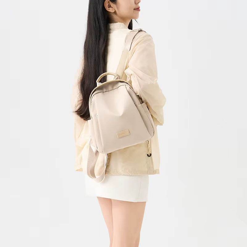 Simradia Women'S Backpack Khaki Oxford Shoulder Bag with Embroidered Textured Webbing for Women Waterproof Travel Bags Lady