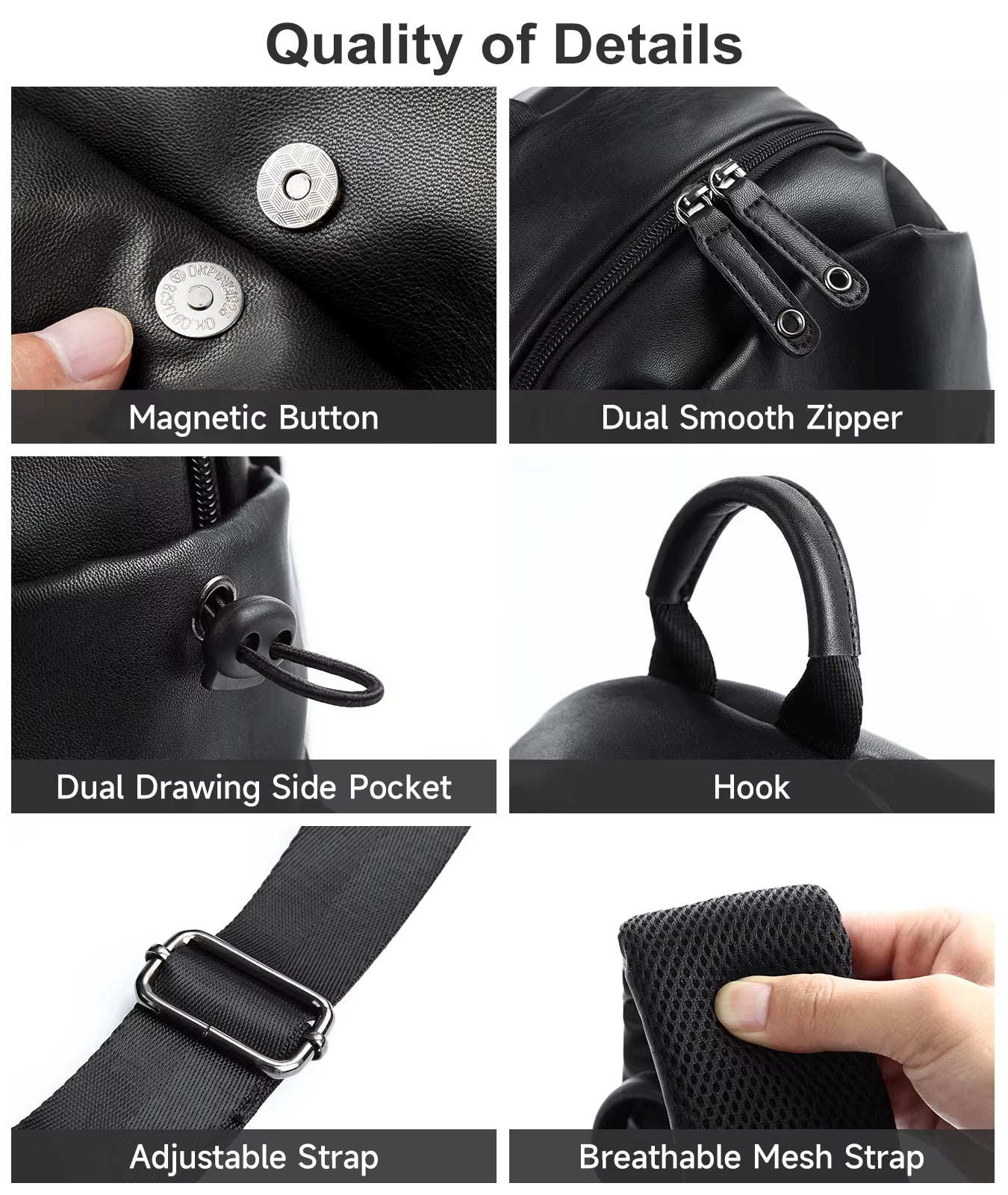 Waterproof anti Theft PU Leather Chest Bags for Men Crossbody Sling Bags
