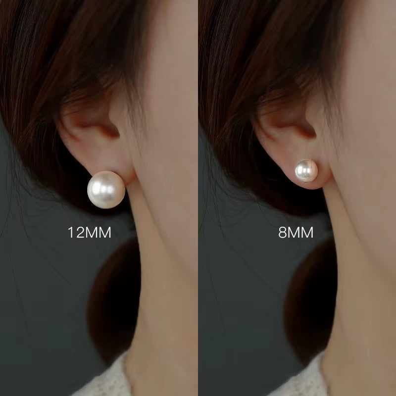 Olivia Natural Freshwater Pearl Earring 6Mm 8Mm Simple Gold Silver Stainless Steel Women Jewelry Pearl Stud Earrings
