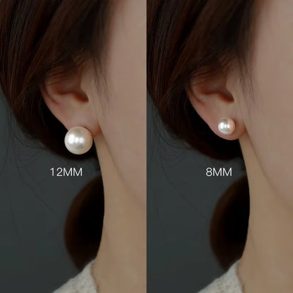 Olivia Natural Freshwater Pearl Earring 6Mm 8Mm Simple Gold Silver Stainless Steel Women Jewelry Pearl Stud Earrings