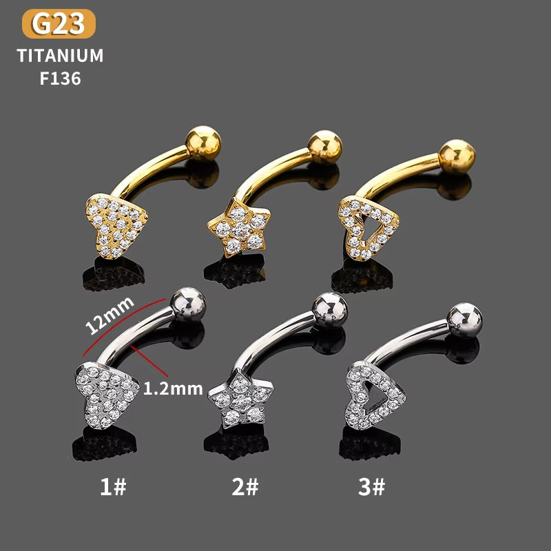 YW NEW 16G Rook Piercing Jewelry Eyebrow Rings G23 Titanium Heart Shape Cartilage Hoop Rook Daith Earrings Tragus