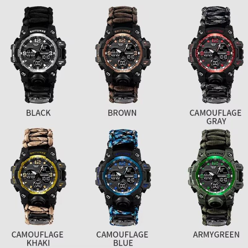 1509P D Athletic Hot Jam Tangan Analog Digital Watch 5 Atm Waterproof Custom Watch Camouflage Green Sport Watch for Men - MCROONS.COM