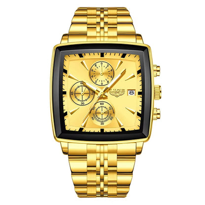 LIGE 89208 2025 Fashion Square Mens Watch Business Watches Men Waterproof Luminous Chronograph Quartz Wristwatches Reloj Hombre