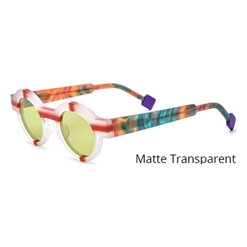 Vintage Colour-Block Round Polarized Sunglasses - Transparent Yellow Lens - MCROONS