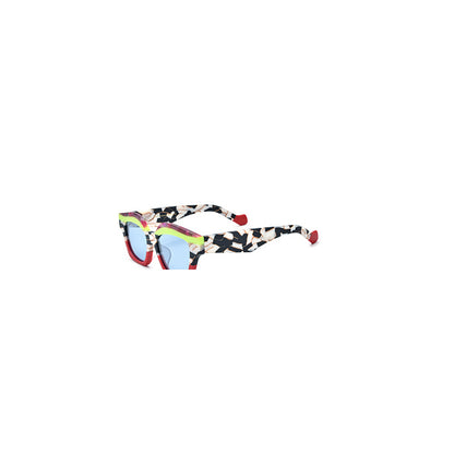 Oversized Cat Eye Acetate Polarized Sunglasses - MCROONS - Red Blue Lens