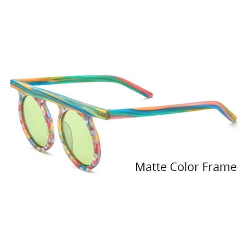 Oversized Vintage Round Polarized Sunglasses - Multicolour Green Lens - MCROONS