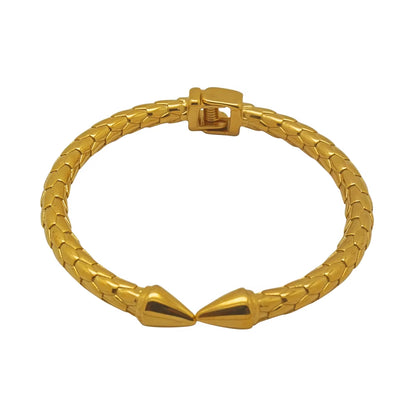 Custom Jewelry Designer Charm Women Pulsera Ajustable Acero Inoxidable Stainless Steel 18K Gold Plated Bracelets Bangles
