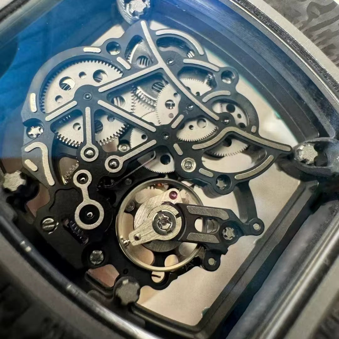 YRM055 Tourbillon Watch Abu Dhabi NTPT Carbon Fiber Raw Material Case High Quality Men'S Watch Luxury Mechanical Watch