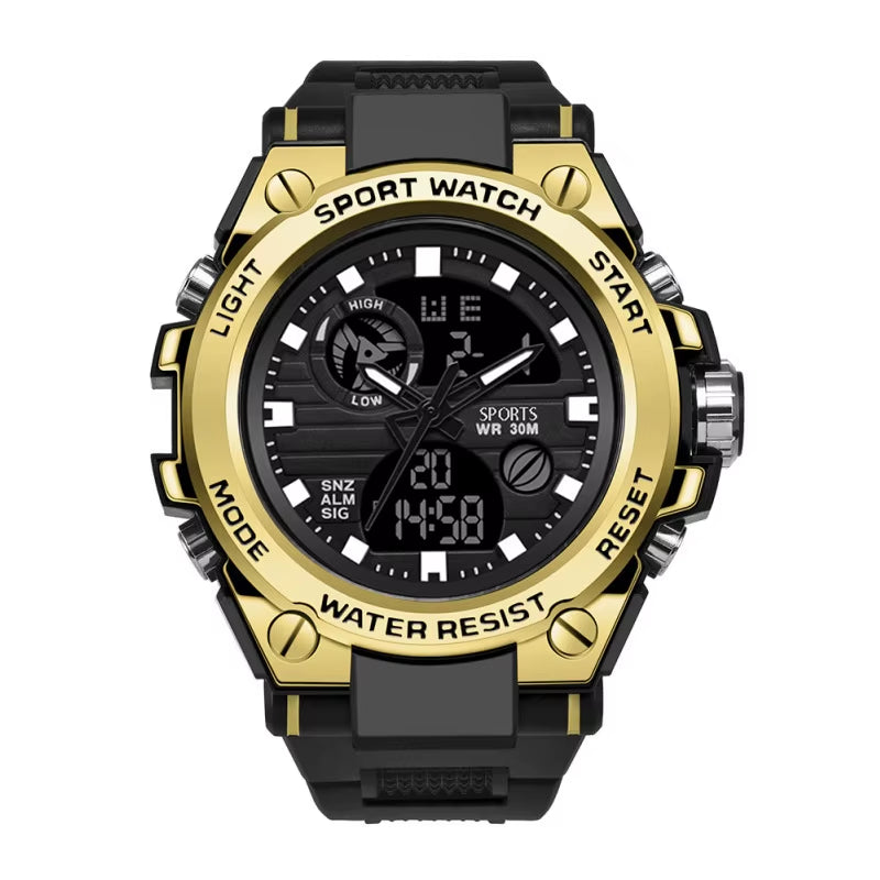 Multifunctional Outdoor Sports Watch Youth Silicone Electronic Watch Quartz Electronic Double Display Waterproof Luminous Watch