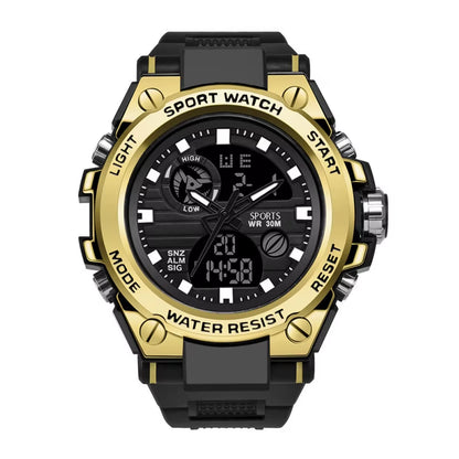Multifunctional Outdoor Sports Watch Youth Silicone Electronic Watch Quartz Electronic Double Display Waterproof Luminous Watch