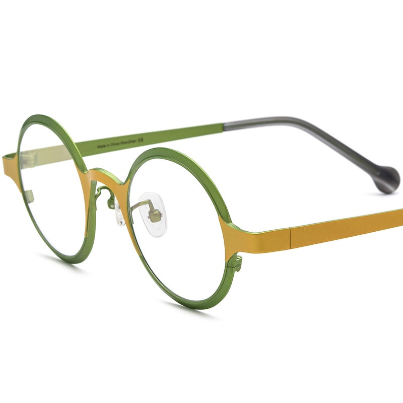 Colourful Titanium Round Optical Frame - MCROONS - Matte Yellow