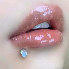 Elegant Dragon Claw Labret Lip Ring with Opalite Center Surgical Steel Fits Cartilage & Helix Earrings Perfect for Casual Attire