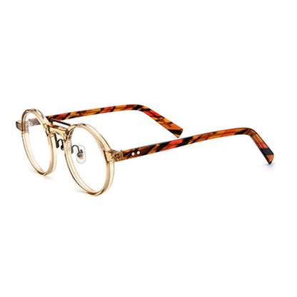 Retro Tortoiseshell Round Acetate Optical Glasses Frame - Transparent Brown - MCROONS