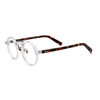 Retro Tortoiseshell Round Acetate Optical Glasses Frame - Transparent - MCROONS