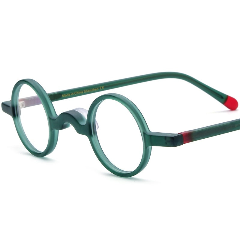 Vintage Round Acetate Optical Glasses Frame - Green - MCROONS
