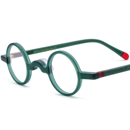 Vintage Round Acetate Optical Glasses Frame - Green - MCROONS