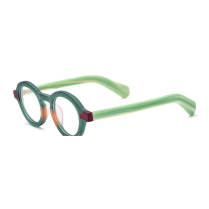 Tie-Dye Multicolour Round Acetate Optical Glasses Frame - Green - MCROONS