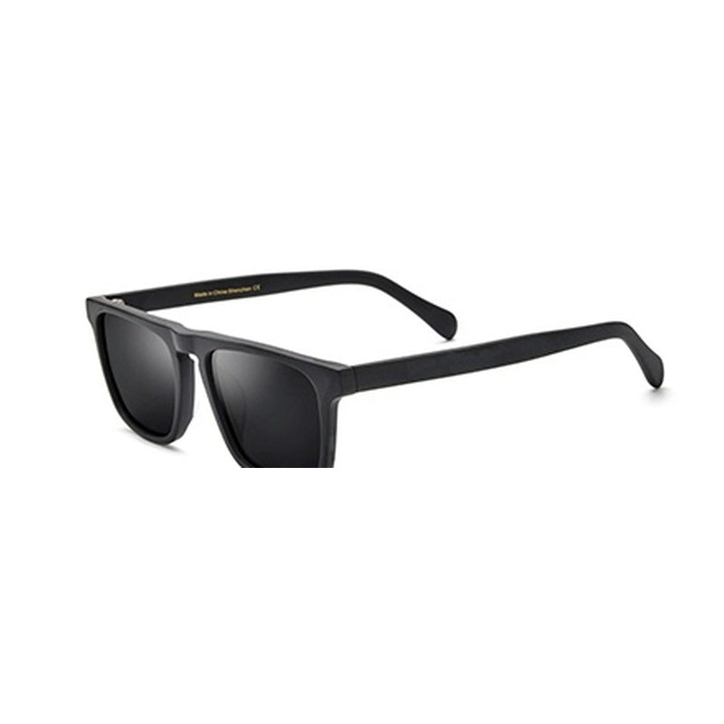 Vintage Multicolour Acetate Square Polarized Sunglasses - MCROONS - Matte Black Frame Gray Lens