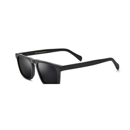 Vintage Multicolour Acetate Square Polarized Sunglasses - MCROONS - Matte Black Frame Gray Lens
