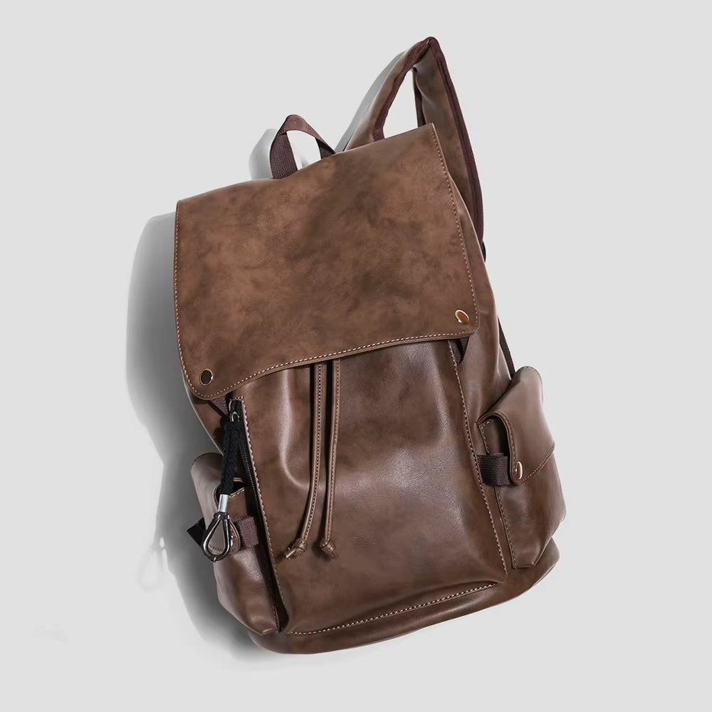 Custom PU Backpack Casual Bag for Men Laptop Backpack Leisure Bag Waterproof Fashion Men Leather Backpack