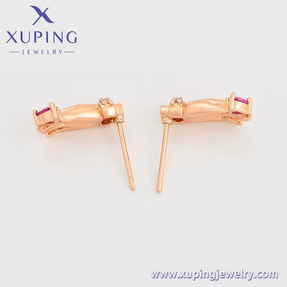 A00863948 Xuping Jewelry New Popular Personality Design Hand Diamond 18K Gold Luxury Unique Style Earrings