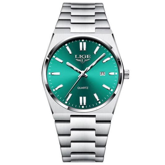 LIGE 89153 Watch for Man 3Atm Waterproof Luminous Date Week Stainless Steel Wristwatches Casual Quartz Men'S Watches Male Clock