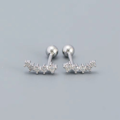 KR Colored Zircon Earrings S925 Sterling Silver Ins Style Flower Inlaid Diamond Screws Earrings Wholesale