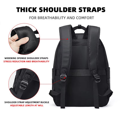 MOYYI Lightweight Casual Men'S School Backpack Student Black Waterproof Polyester Laptop Backpack for Man with Woven Logo