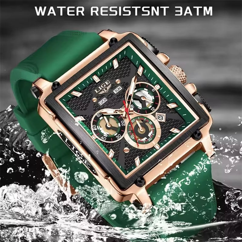 LIGE 89217 Top Brand Men'S Watches Silicone Strap Clock Waterproof Sport Casual Watch Men Chronograph Quartz Wristwatch Reloj
