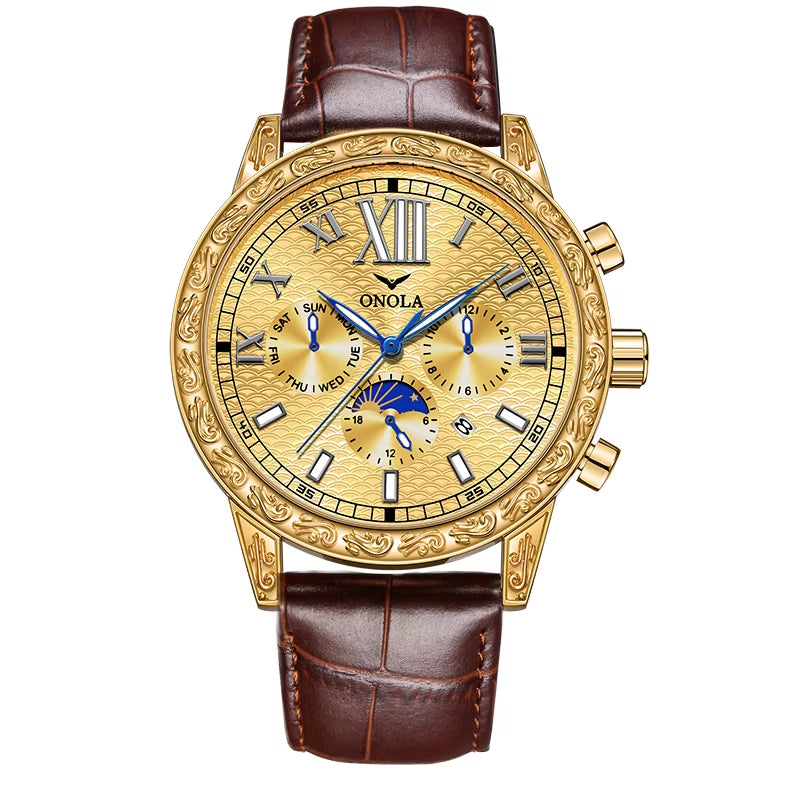 ONOLA 6834 Brand Luxury Mechanical Watches Steel Band Analog Wrist Watch Automatic Watch for Men