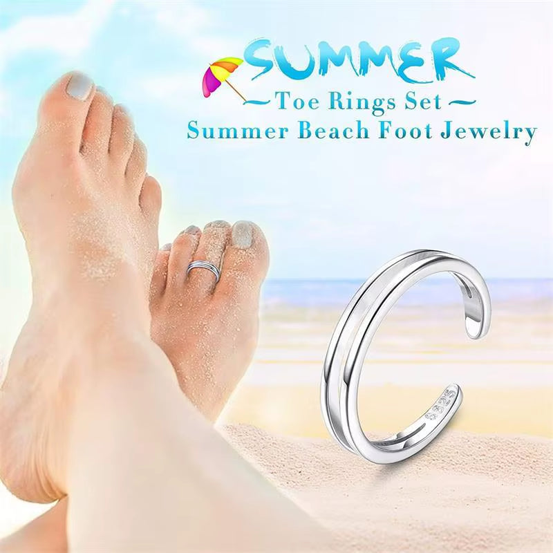 Women'S S925 Sterling Silver Toe Ring Open Foot Fashion Design with Zircon and Diamond Gift Jewelry