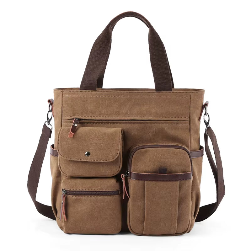 Wholesale Business Retro Shoulder Bag Men Durable Canvas Office Crossbody Bags Vintage Messenger Bag for Male