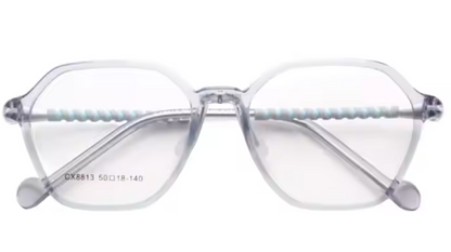 MCROONS Kids Black Geometric Glasses — Red Tip Nylon Frames | Boys and Girls | Pink, Black, Clear, Light Blue and Cyan