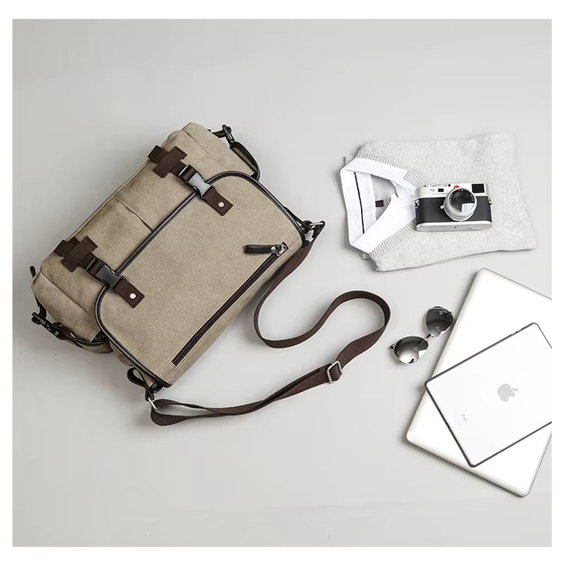 Wholesale Large Capacity Canvas Messenger Bags Unisex Laptop Shoulder Bags for Men Vintage Briefcase