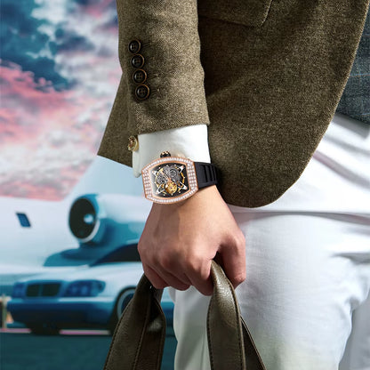 ONOLA 3838F Automatic Mechanical Wristwatch Skeleton Waterproof Watches Fashion Casual Sport Luminous Watch Men