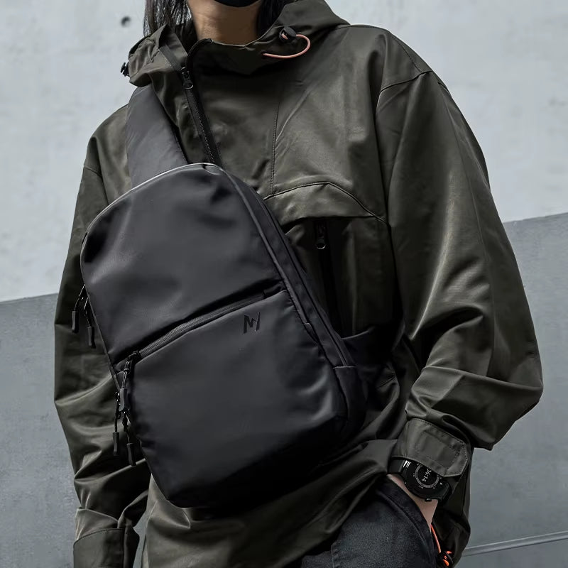 MOYYI Oxford Large Chest Bag for Men Sports Outdoor Sling Chest Bags for Travel Waterproof Men'S Crossbody Shoulder Bag