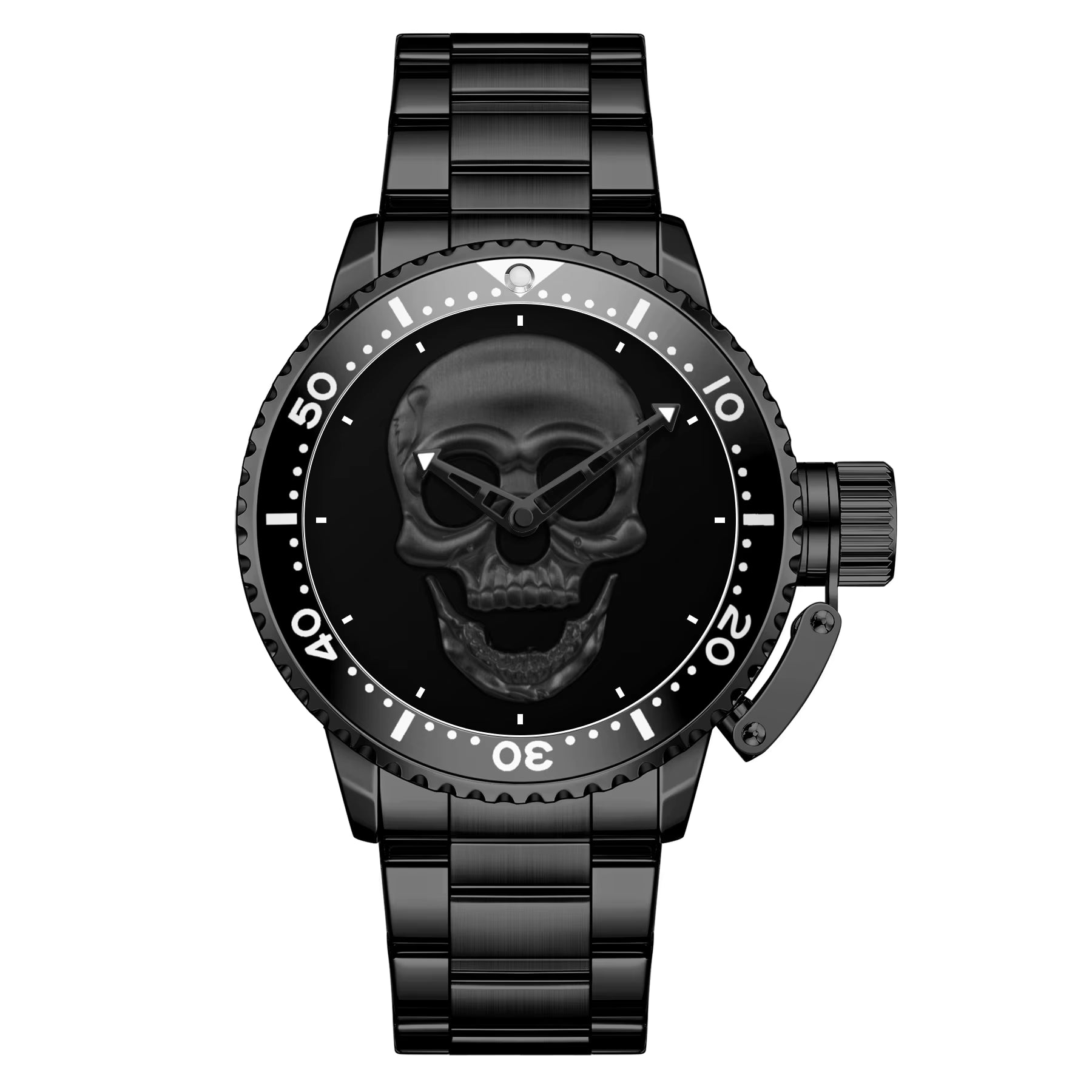 Luxury Watch WWOOR Men'S Waterproof Quartz Wrist Watch Fashion Luminous Skull Stainless Steel Watch for Men