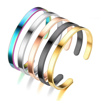 5Mm Wholesale Custom Engrave Stainless Steel Expandable Open Cuff Bangle Non Tarnish 18K Gold Plated Cuff Men Bracelet Bangle