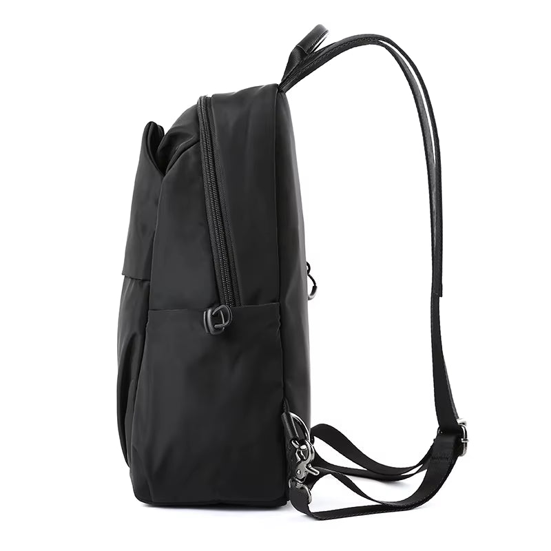 Beige Waterproof Ladies Mini Backpack College Student Small Laptop School Bag Unisex Lightweight Leisure Bag