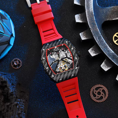 Custom OEM New Design Private Label Carbon Fiber Style Skeleton Fashion Luxury Uhren Men Tourbillon Automatic Mechanical Watch